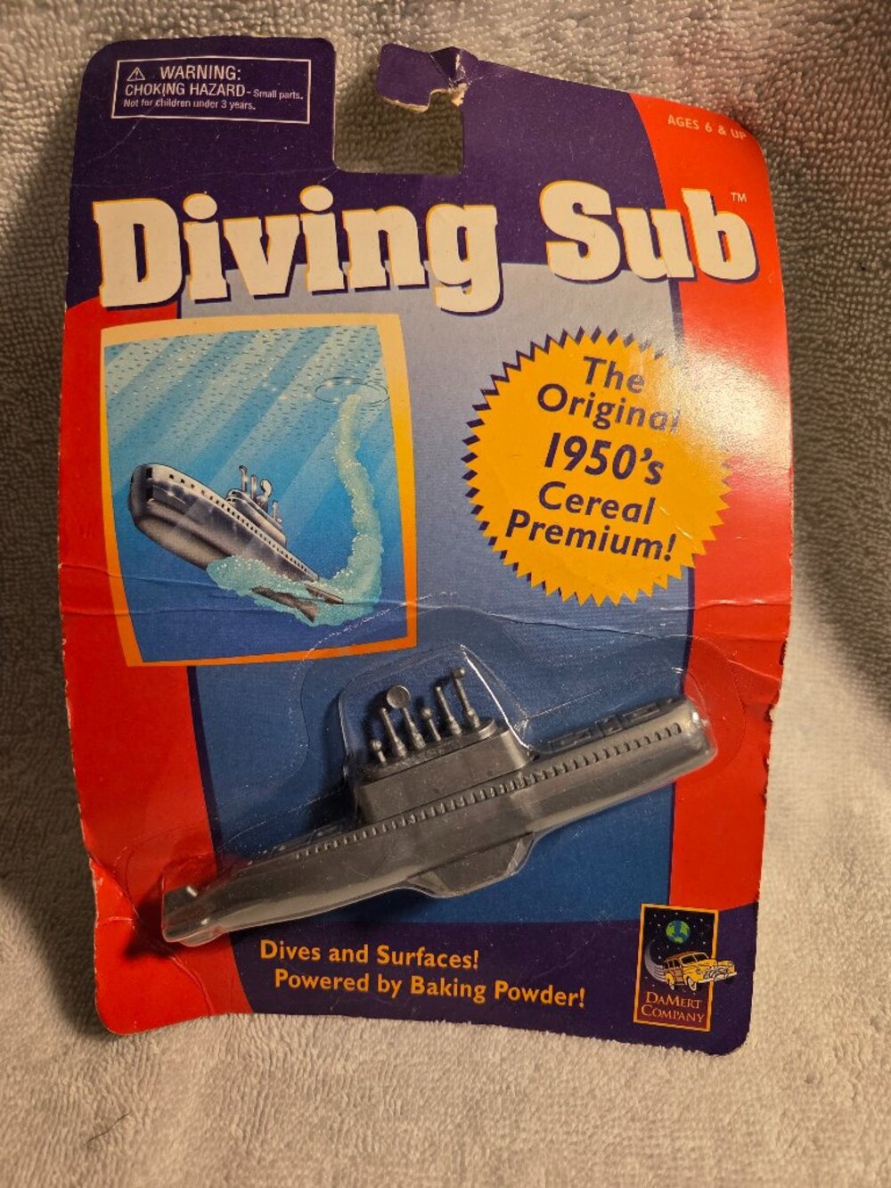 DaMert Diving Sub Toy Carded 1950's Cereal Premium Reproduction NEW